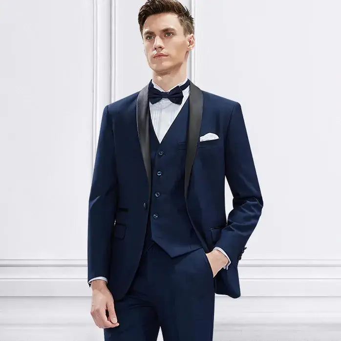 Arthur Navy Blue Three-Piece Tuxedo Suit